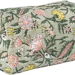 Artmansha Forest Bloom Block Printed Quilted Toiletry Pouch – Large-picture-38