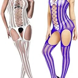 babex Pack of 2 Transparent Hollow and Crotchless Fishnet Babydoll -STK225andSTK588-picture-14
