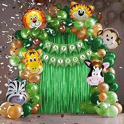 Just Party Jungle Themed Birthday Decoration Set - 66 Piece Complete Birthday Party Decorations for a Wild Celebration - Green Balloons, Animal Foil Balloons and DIY Decor Kit-picture-44