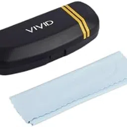 vivid Vision Unisex Adult Lightweight Eyewear Specs Case Cover | Free With Cleaning Cloth | Protect Eye Glasses | Plastic | Spectacles | Cases | AP - 271_BLACK - LEMON with Cloth-picture-15