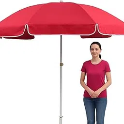 RAINPOPSON All Weather Garden Umbrella 7ft Waterproof Outdoor Patio Shade (Red)-picture-13