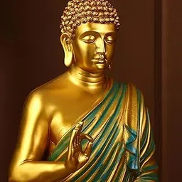 2 Feet Buddha Statue for Home Decor & Garden, Big Size Resin Fiber Glossy Buddha Idols,Decor Items for Home and Office (Green Golden) image 1