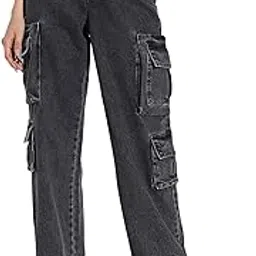 showoffff SHOWOFF Women's Grey Straight Fit Cargo Jeans-IM-11406_Grey-picture-23