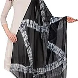 mehrang Women's Printed Chiffon Dupatta With Lace on Border, 2.3 Meters Length, Soft Material image 1