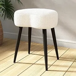 Permory Ottoman Vanity Stool Metal Legs with Anti-Slip Feet, Soft Foot Stool Apple Shape Modern for Living Room(15.7" W x 11.8" D x 19.7" H, White)-picture-12