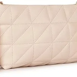 yoyowing Quilted Crossbody Bag, Black Faux Leather, Geometric Pattern, Gold Hardware-picture-17