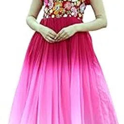 lazzly Women's Faux Georgette Dual Color Embroidered Ankle Length Gown-picture-19