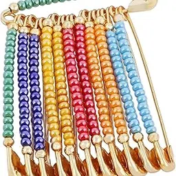 Vama Fashions Glitter Pastel Beads Large Safety pin Single Color Saree Pin for Women Sadi Sari Brooch Pins for Girls Cloths-picture-34