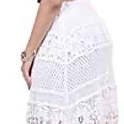 Lalaji Garments Crosia Frill Skirt Women's White Lace Maxi Dress Perfect for Girls Western Skirts, Net Skirt-picture-40