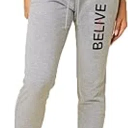 hotfits Women Graphic Designed Grey Joggers- Believe-picture-21