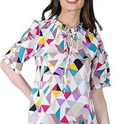 ib styles Women's Girl's Multicolor Printed Crepe Stylish Regular Top-picture-48