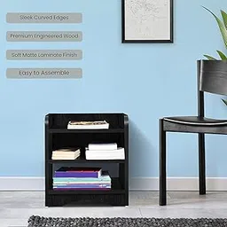 Wooden Side Cut Table, End Sofa, Bedside Table, Corner Coffee Table with Solid Finish Space Saving Furniture with Storage for Living Room..(Black)-picture-16