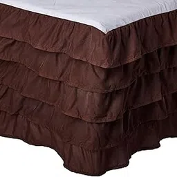 Elegant Comfort Luxurious Premium Quality 1500 Thread Count Wrinkle and Fade Resistant Egyptian Quality Microfiber Multi-Ruffle Bed Skirt - 15inch Drop, King, Chocolate Brown-picture-19