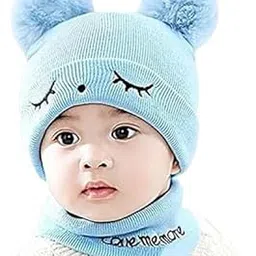Baby Boys Girls Knit Woolen Hat Cap Neck Scarf Soft Wool Warm Acrylic Lycra Monkey Beanie Winter Capset for Unisex Kids-image-92
