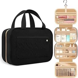 INOVERA (LABEL) Toiletry Bag For Travel - Foldable Cosmetic Makeup Accessories Bags - Hanging Toiletries Storage Organizer Kit, 8.5 Cm, One Size, Black-image-48
