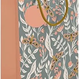 PaperPep Grey Floral & Moth Pattern Print 17"X12.5"X4.75" Gift Paper Bag | Ideal for Gifting for Return Gifts, Weddings, Birthday, Anniversary, Diwali, Rakhi, Christmas, Celebrations for all occasions-picture-15