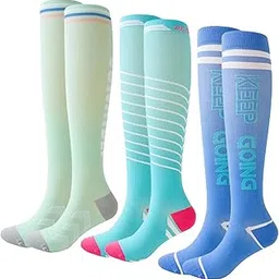 dress cici Women's Running Compression Socks, Ladies Active Stocking Over The Calf Socks (3 Set)-picture-17