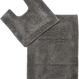SASHAA WORLD Solid Anti Skid Bathmat and Contour Set (50 X 80 CM, Charcoal)-picture-33