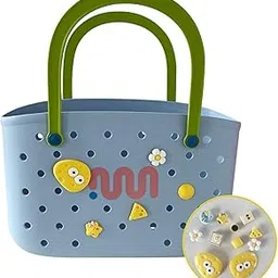 VELURA Beach Bag Multipurpose Trendy Beach Storage Basket Travel Tote Women Handbag Blue with Box Charms|| Womens Handbags & Bags|Clothing, Shoes & Accessories-picture-52
