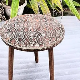 DE KRAFTSMAN Side Table, Side Tables for Bedroom & Living Room, MOZAAQ Round Small Side Table for Kitchen, Office, Coffee Table Round Table Foldable-picture-46