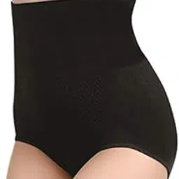 plumbury Women's Cotton Seamless High Waist Tummy Control Panty,Free Size,Black-picture-32