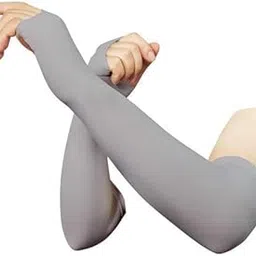 MAGIC girls's and Wogirls's Hand Cover Thumbhole Arm Sleves (Grey,free size)-picture-10