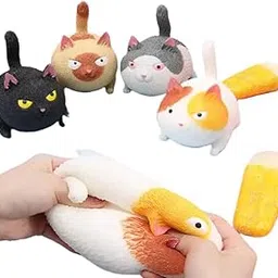 Sawkirp Darshraj Cute Cat Stress Relief Squeeze Toys, Round Plush Animals, Set of 1, Multi-Colour-picture-54