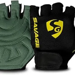 SG Savage Gym Gloves for Men & Women | Soft Grip Half Finger Workout Gloves with Non-Slip PU Suede Palm, Stretch Fit & Durable Design for Weightlifting & Fitness-image-43