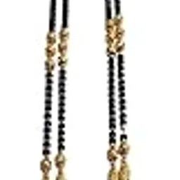 ksc creation Traditional Mangalsutra Black Beads Necklace with Gold-Plated Pendant, Multicolor Stone Studded-picture-50
