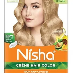 Nisha Creme Hair Color for Women - Ultra Blonde, 20g+30ml Box, Long-lasting, 100% Grey Coverage Permanent Hair Colour with Henna, Sunflower & Avocado Extracts for Soft, Shiny, Healthy Hair-picture-37