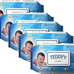 Teddyy Soft Cleansing Baby Wet Wipes with Lid | 360 Wipes | Special Germ Protection | Anti - Rash | Enriched With Aloe Vera and Vitamin E | 72 Wipes x 5 Packs-picture-2