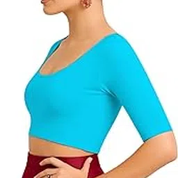 THE BLAZZE Women’s Stylish Ribbed Elbow Sleeve Lycra Stretchable Readymade Crop Tank Top Cami Blouse for Girls VB2-picture-35