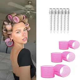 VIEWS Rollers Hair Curlers 12 Pcs Set with 6 Pcs Jumbo Hair Rollers and 6 Pcs Hair Clips for Long Medium Hair Volume-picture-36