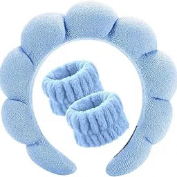 piyubind Spa Headbands for Washing Face or Facial - Set of 1 Terry Cloth Skincare Headbands, Puffy Makeup Headbands for Face Washing, Masks, and Skin Treatments (Blue, Free)-picture-30