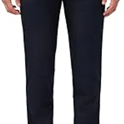 raymond Men Slim Fit Structure Pattern Polyester Blend Flat Front Formal Trouser Blue-picture-32
