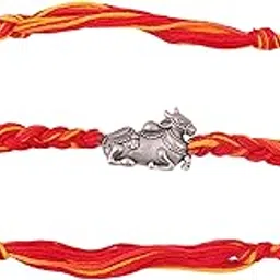 shyle 925 Solid Sterling Shiva Nandi Sacred Rakhi With Roli Chawal Tilak for Kids, Men and Women, Well Stamped with 92.5, Oxidized Indian Pure Silver-picture-15