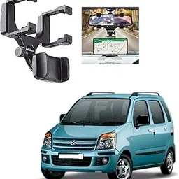 Car Hanging Rear View Mirror Mobile Phone Holder Mount Stand 360 Degree Rotational Compatible with Maruti Suzuki Wagon-r Type-2 image 1