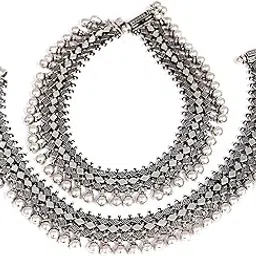 925 Sterling Silver Tattva Intricate Guthau Ghughri Anklet Pair For Women/Girls | Handcrafted Oxidised Silver Anklet | Well Stamped with 925 | Gift For Women & Girls-image-25