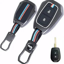 Zealsy Metal Remote Key Cover with Keychain for Renault Kwid, Triber, Kiger, Duster Stylish Full Protection 2-Button Key | Glow-in-The-Dark Car Key Protector-picture-12