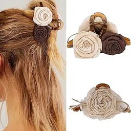 Melodio Double-Sided Rose Hair Claw Clip for Women, Elegant AB-Side Floral Hair Accessory, Non-Slip Large Claw for Updo & Daily Styling, Single Piece Romantic Hair Clip-picture-34