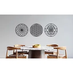 Haoser 3 Pcs Sacred Geometry Wall Decor - 12 Inch Metal Wall Art Set | Flower of Life, Sri Yantra, Seed of Life | Black Iron Wall Hanging for Living Room, Meditation, Boho & Yoga Room-image-34