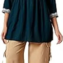 aasira Rayon Embroidered V-Neck Tunic Top for Women | 3/4 Sleeve Kurti Style-picture-35
