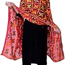 swi with label Women's Embroidered Phulkari Chiffon Dupatta-picture-22