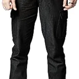 | Solids Cargo: Black Mens and Boys Joggers| Regular Fit Solid| 80% Cotton 20% Polyester Black Color Men Cargo Joggers-image-64