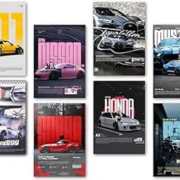 Wallgasm Set of 8, Car Posters 8x12 inch (A4 Size) 300 GSM, For Bedroom, Living room, Study Room, Dorms and Offices-picture-23