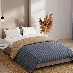 KOPA Super Soft Microfiber Comforter -1pc Double Size (bio-Soft Cotton Feel) | 135 GSM l Reversible | Bedroom, All Weather, AC Room Stripe-Denim-picture-15