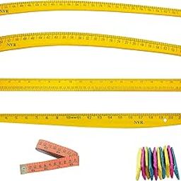 NVR Tailoring wooden Scales (4-shape) Combo, Hip Curve, Leg Curve, Straight, Arm curve, Chalk, Measuring Tape and 10 piece of chalk-picture-14