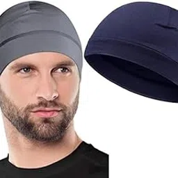 Caiuse Headwear Sweat Wicking Helmet Liner/Cooling Skull Cap for Men - Helmet & Hard Hat Liner Accessory - UPF 45 Sun Protection (Black & White)-picture-25