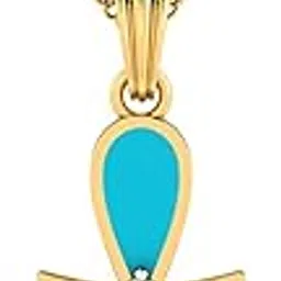 14KT Yellow Gold Turquoise Cross Pendant for Women-image-62