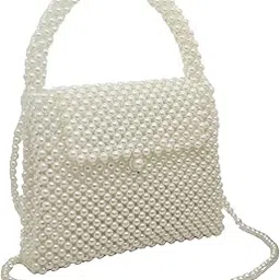 trend overseas Trendy White/Ivory Pearl Beaded Sling Bag – Elegant Tote Handbag for Girls & Women-picture-19